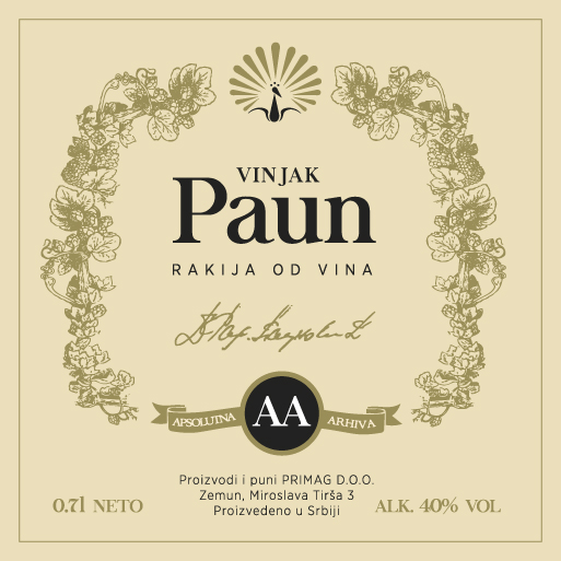 Vinjak Paun AA 15 - PRIMAG rakije